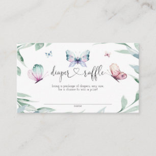 Butterfly Girl Baby Shower Diaper Raffle Enclosure Card