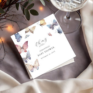 Butterfly Girl Baby Shower Paper Napkin