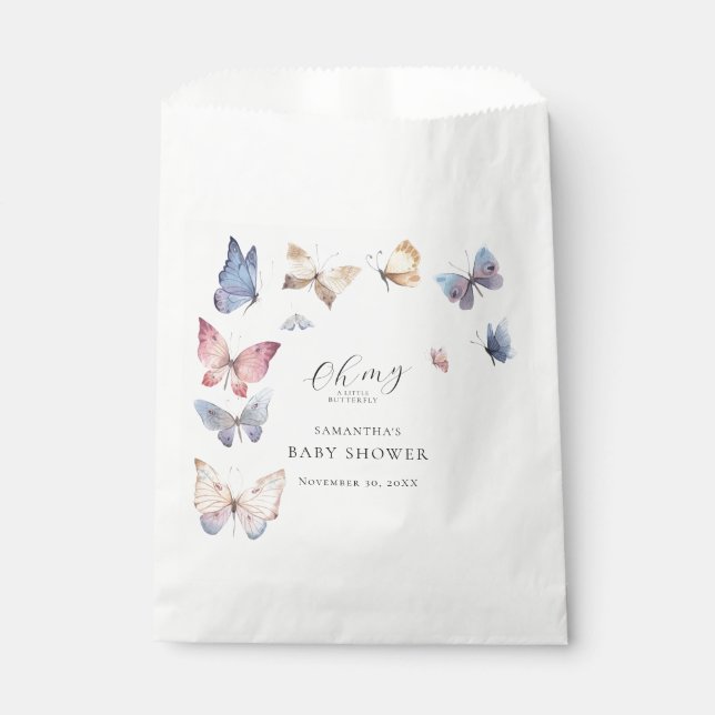 Butterfly Girl Baby Shower Paper Napkin Favour Bags (Front)