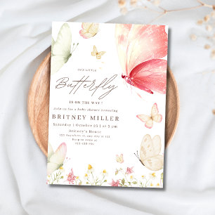 Butterfly Girl Baby Shower Pink Boho Garden Party  Invitation