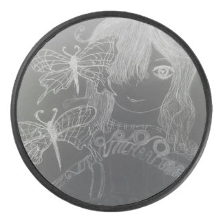 butterfly girl  hockey puck