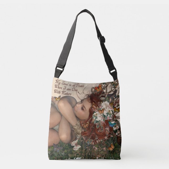 Butterfly Girl Peace In Nature Crossbody Bag (Front)