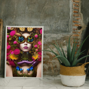 Butterfly Girl Surreal Fantasy Art Print
