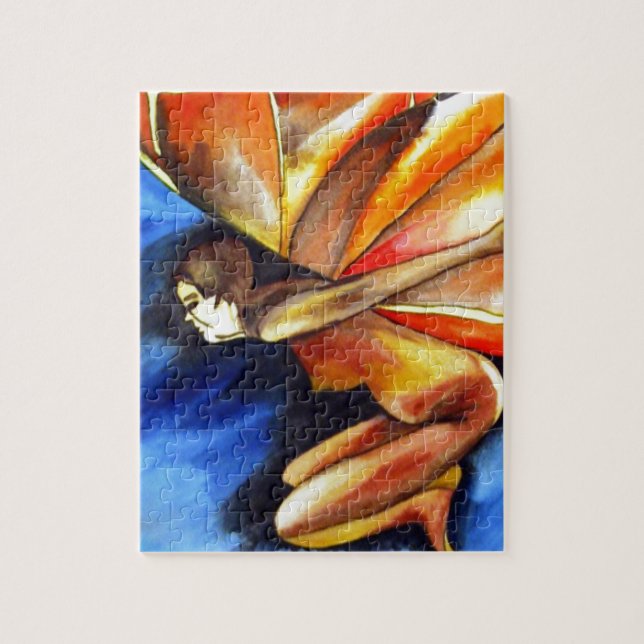 Butterfly girl surreal original fantasy art jigsaw puzzle (Vertical)