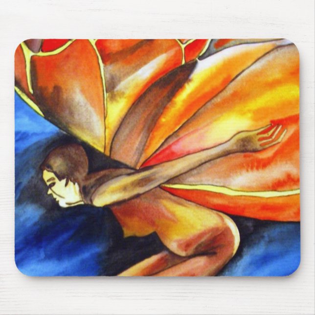 Butterfly girl surreal original fantasy art mouse mat (Front)
