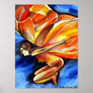 Butterfly girl surreal original fantasy art poster