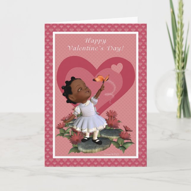 Butterfly Girl Valentine's Day Blank Card (Front)