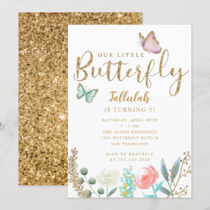 Butterfly Girls Birthday Party Invitation