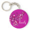 Butterfly girls purple pink name keychain