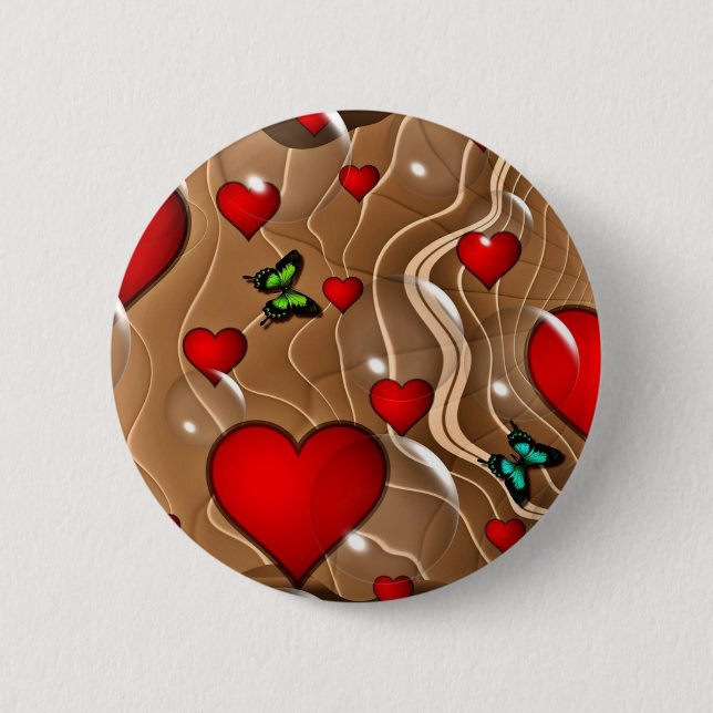 Butterfly & Gold 6 Cm Round Badge (Front)