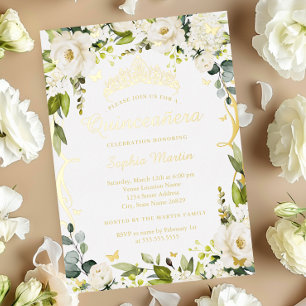 Butterfly Gold Champagne Floral Quinceanera