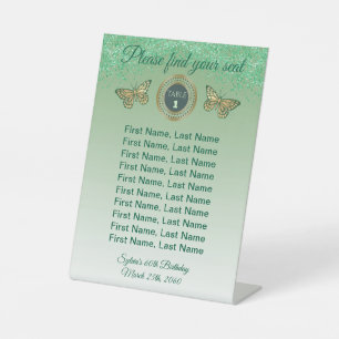 Butterfly & Green Glitter Table Number Sign