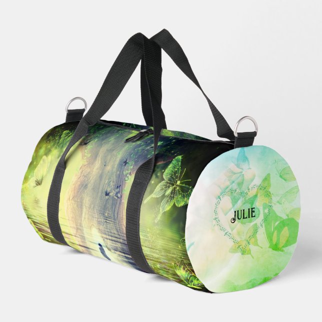 Butterfly Green Heaven  Duffle Bag (Left Corner)