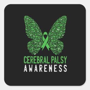 Butterfly Green Ribbon Square Sticker