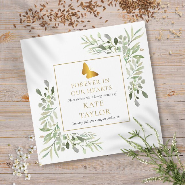 Butterfly Greenery Funeral Memorial Seed Packet Envelope (Butterfly Greenery Funeral Memorial Seed Packet Envelope)