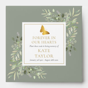 Butterfly Greenery Funeral Memorial Seed Packet Envelope