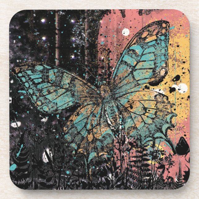 Butterfly Grunge Coaster (Front)