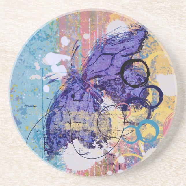 Butterfly Grunge Coaster (Front)