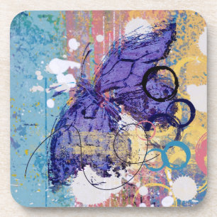 Butterfly Grunge Coaster