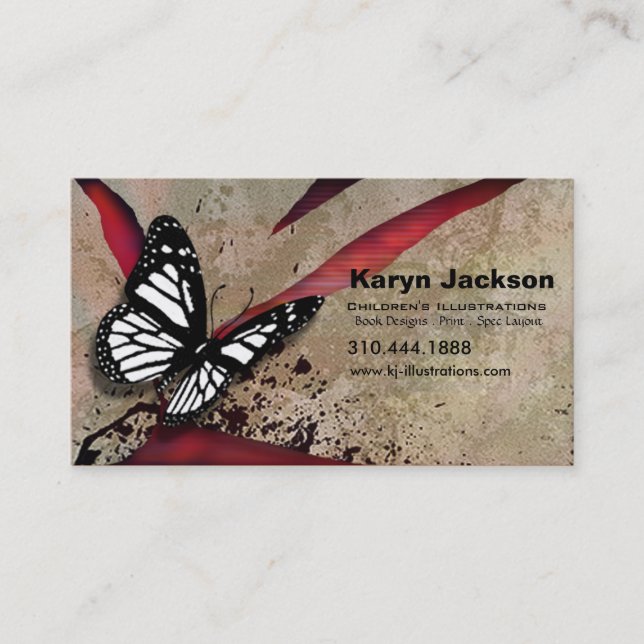 Butterfly Grunge custom designer business card (Front)