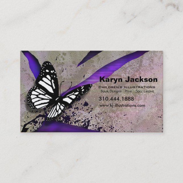 Butterfly Grunge custom designer business card (Front)