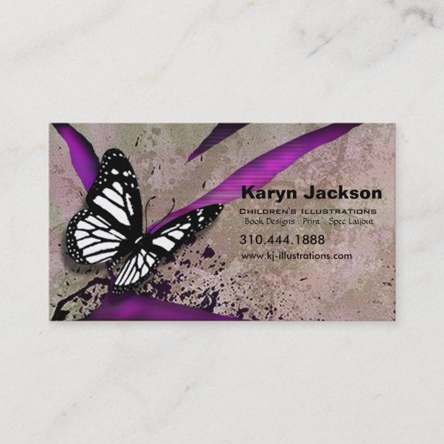 Butterfly Grunge custom designer business card (Front)