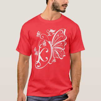 Butterfly Grunge Fairycore Aesthetic Letter K Mono T-Shirt