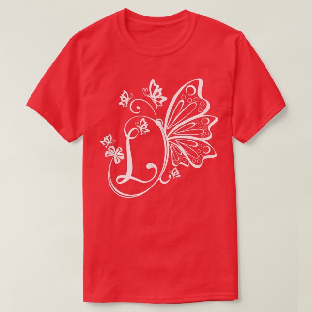 Butterfly Grunge Fairycore Aesthetic Letter L Mono T-Shirt (Design Front)