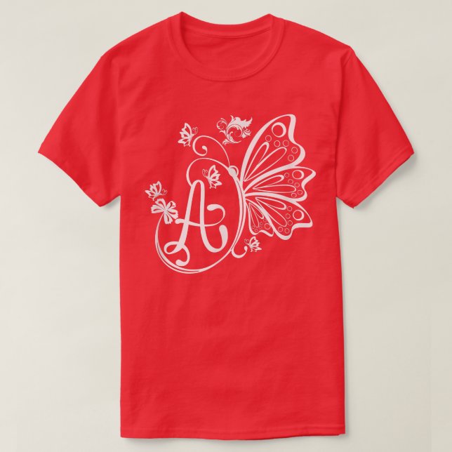 Butterfly Grunge Fairycore Esthetic Letter A Mono T-Shirt (Design Front)