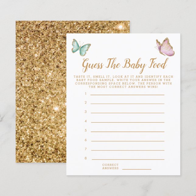 Butterfly Guess The Baby Food Shower Game (Front/Back)