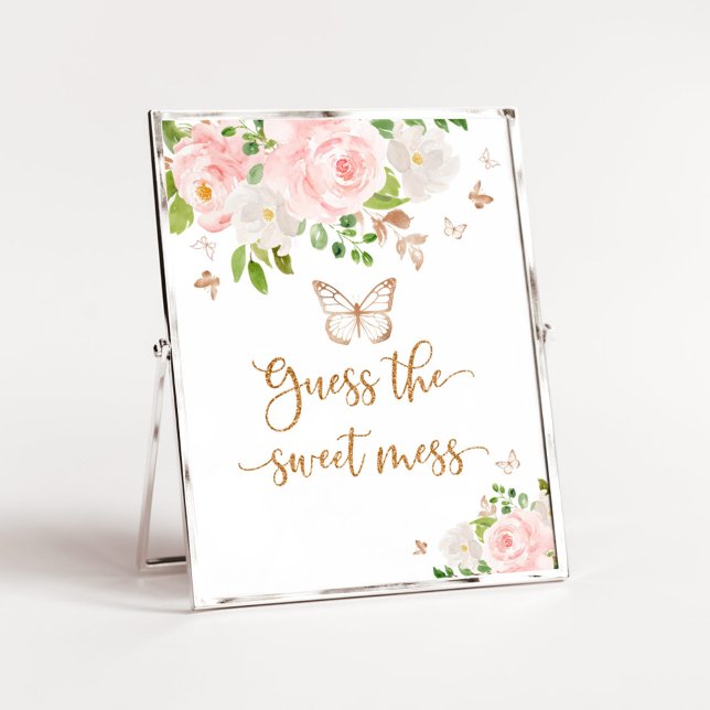 Butterfly guess the sweet  mess baby shower game poster (Creator Uploaded)