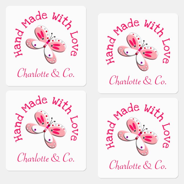 Butterfly Handmade With Love Product Personalised (Group)