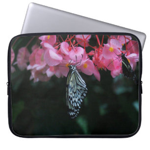Butterfly Hanging from Flowers Laptop Sleeve