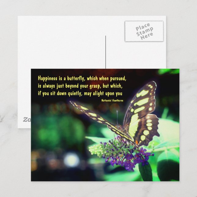Butterfly Happiness Quote Inspirational  Postcard (Front/Back)
