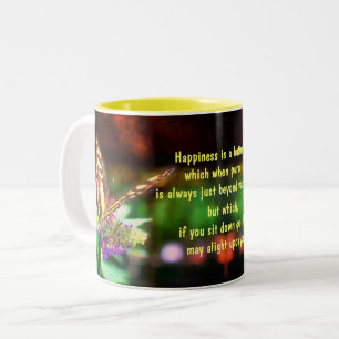 Butterfly Happiness Quote Inspirational   Two-Tone Coffee Mug