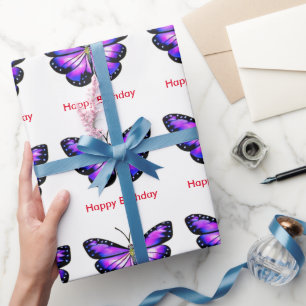 Butterfly  Happy birthday  Wrapping Paper