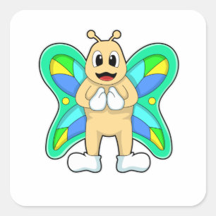 Butterfly happy square sticker