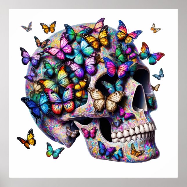 Butterfly Harmony Skull Poster (Front)