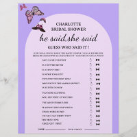  Butterfly He said She said Bridal Shower Game 