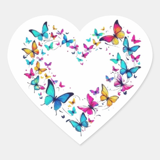Butterfly Heart Aesthetic Sticke Heart Sticker (Front)