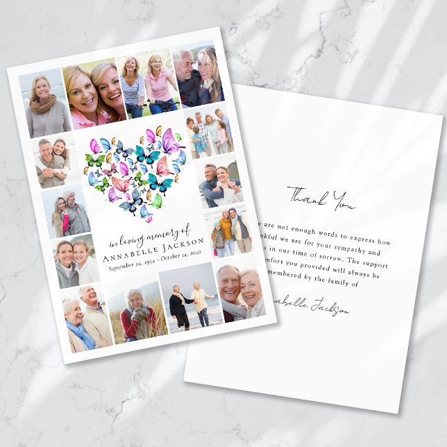 Butterfly Heart Collage Photo Thank You Card (Creator Uploaded)