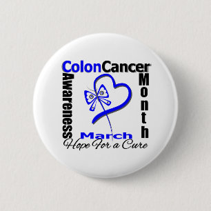 Butterfly Heart Colon Cancer Awareness Month 6 Cm Round Badge