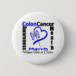 Butterfly Heart Colon Cancer Awareness Month 6 Cm Round Badge