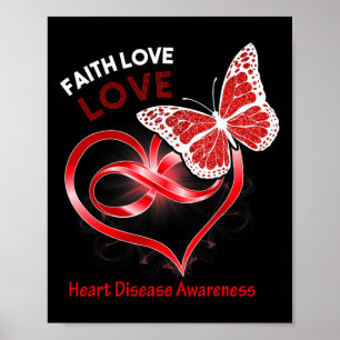 Butterfly Heart Faith Hope Love Heart Disease Awar Poster