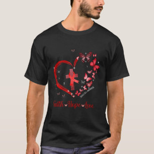 Butterfly Heart Faith Hope Love Sickle Cell Awaren T-Shirt