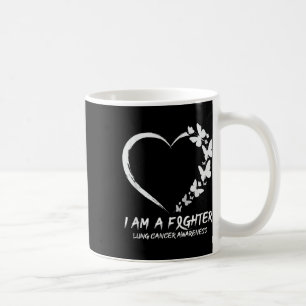Butterfly Heart I Am A Fighter Lung Cancer Awarene Coffee Mug