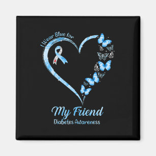 Butterfly Heart I Wear Blue For My Friend Diabetes Magnet