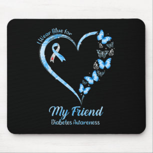 Butterfly Heart I Wear Blue For My Friend Diabetes Mouse Mat