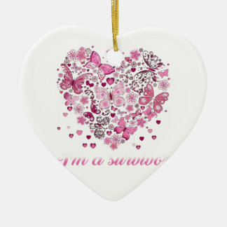 butterfly heart im a survivor breast cancer awaren ceramic tree decoration