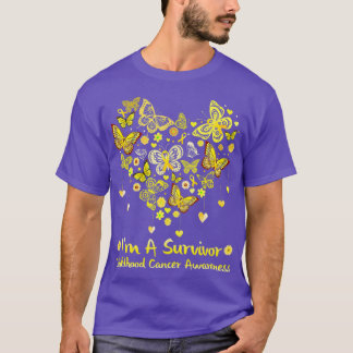 Butterfly Heart Im A Survivor Childhood Cancer Awa T-Shirt